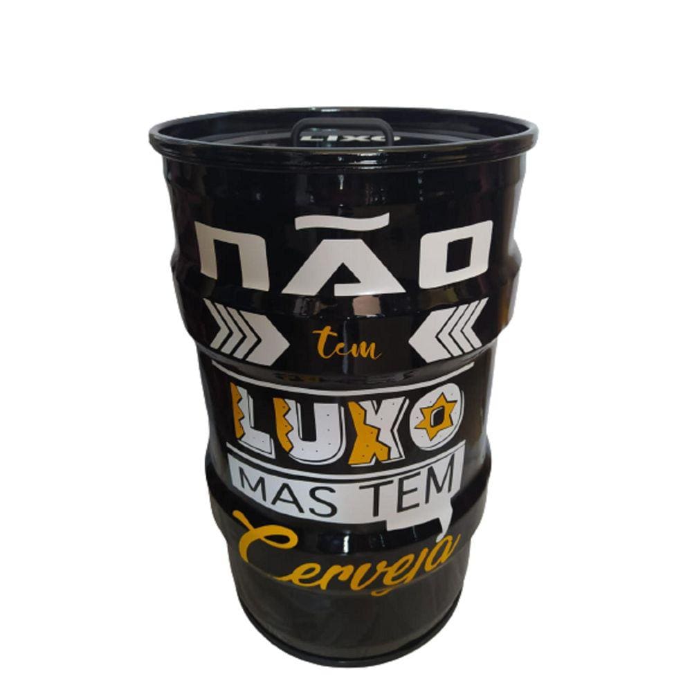 Lixeira Tambor Tonel Decorado Não Tem Luxo Mas Tem Cerveja