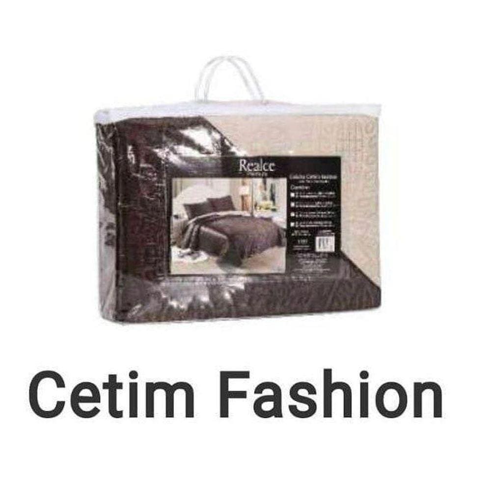 Colcha Cetim Fashion Casal 2,20X2,50 Realce Premium - Marrom
