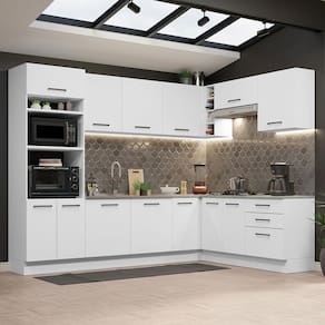 Cozinha Completa de Canto Madesa Agata 479001 com Armário e Balcão (Sem Tampo e Pia) - Branco