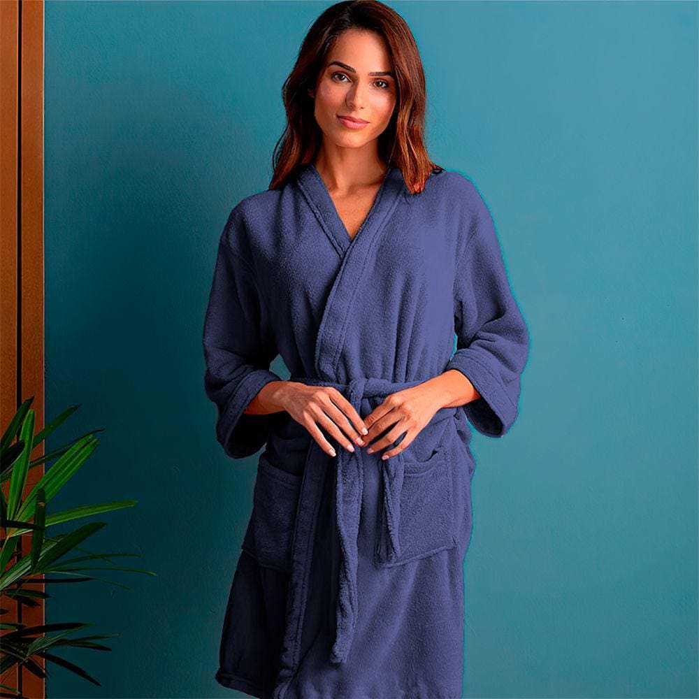 Roupão Plush Microfibra Kimono Unissex Feminino e Masculino Atlântica - Emcompre