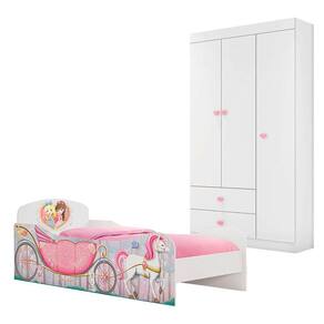 Jogo de Quarto Infantil Princesa Encantada Pura Magia Branco/Rosa