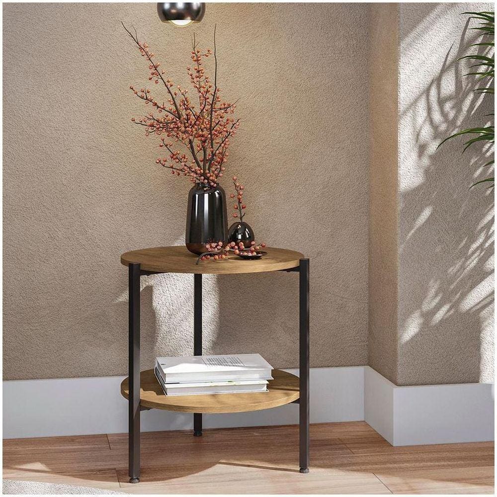 Mesa De Centro Kappesberg Industrial Com 1 Prateleira Freijó 50cm X 47cm