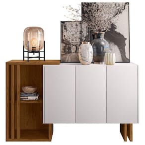 Balcão Aparador Buffet Bells 3 Portas N02 Ypê/off White