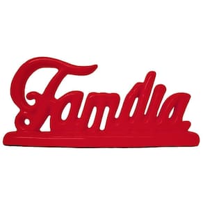 Palavra Família Em Cerâmica Decoração - Vermelha
