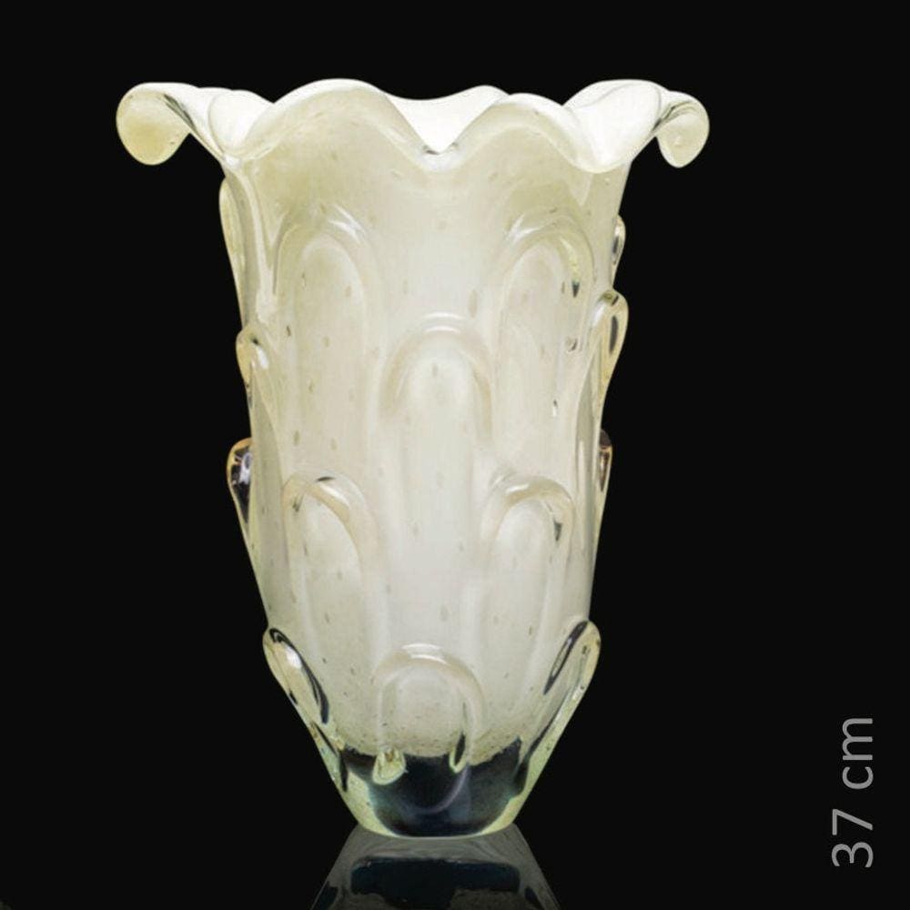 Vaso Em Cristal Murano Pérola - São Marcos 37Cm