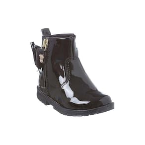 Bota Infantil Feminina Ortopé Baby Boot com Laço Verniz Preta