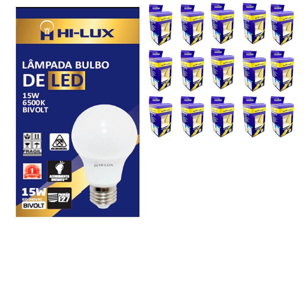 Kit 15 Lampadas De Led 15W 6500K E27