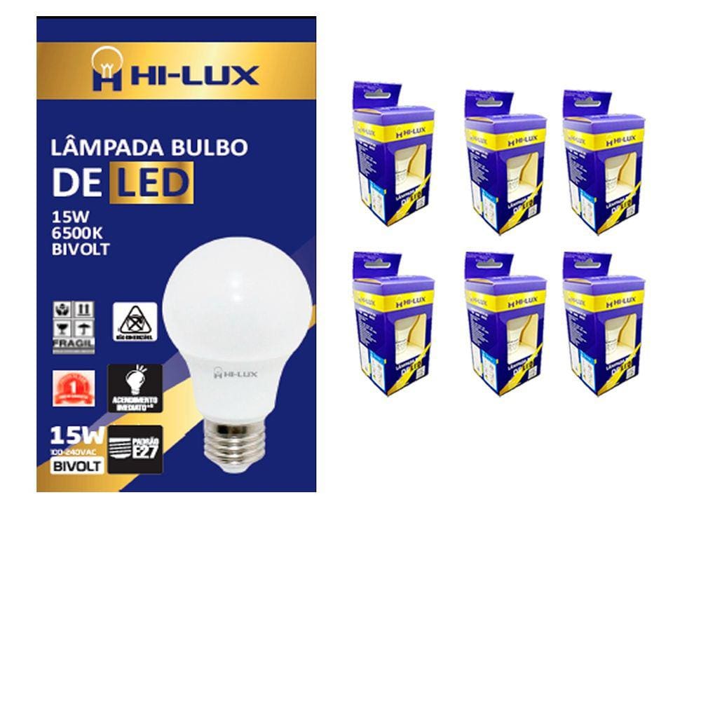 Kit 06 Lampadas De Led 15W 6500K E27