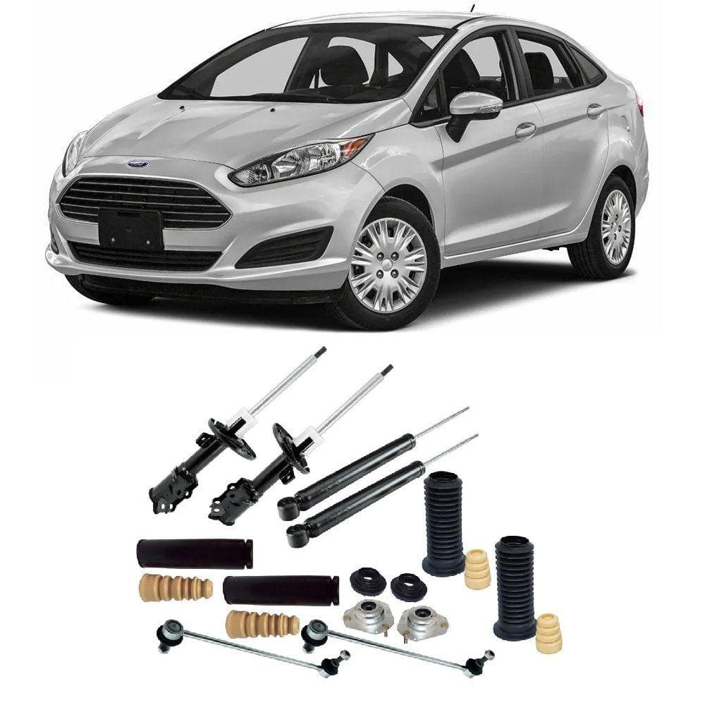 04 Amortecedores + 04 Kits Batentes + Bieletas Ford New Fiesta 2011 Até 2018 DianteiroTraseiro