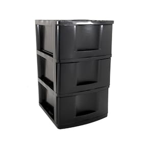 Gaveteiro de Chão São Bernardo com 3 Gavetas Plástico 33x38x56cm Preto