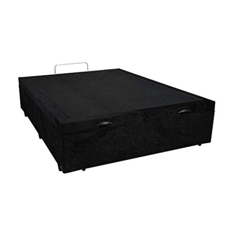 Cama Box Baú Casal AColchões Suede Preto 41x138x188