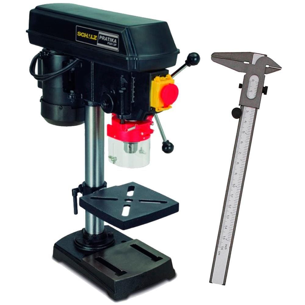 Furadeira de Bancada com Madril de 1/2” FSB13P Pratika SCHULZ + Paquímetro de Aço 6 POL WESTERN