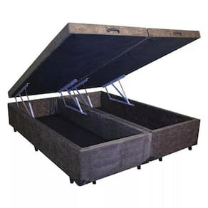 Cama Box Baú Casal Bipartido AColchões Sintético Bege 41x138x188