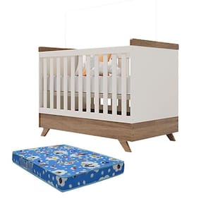 Berço Americano Retro Vitória Off White Carvalho com Colchão Ortobom - Canaã