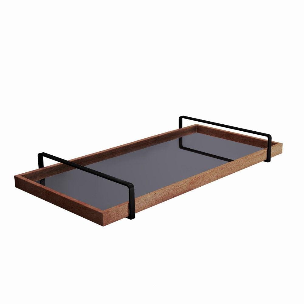 Bandeja Decorativa Espelhada Alça Preta
