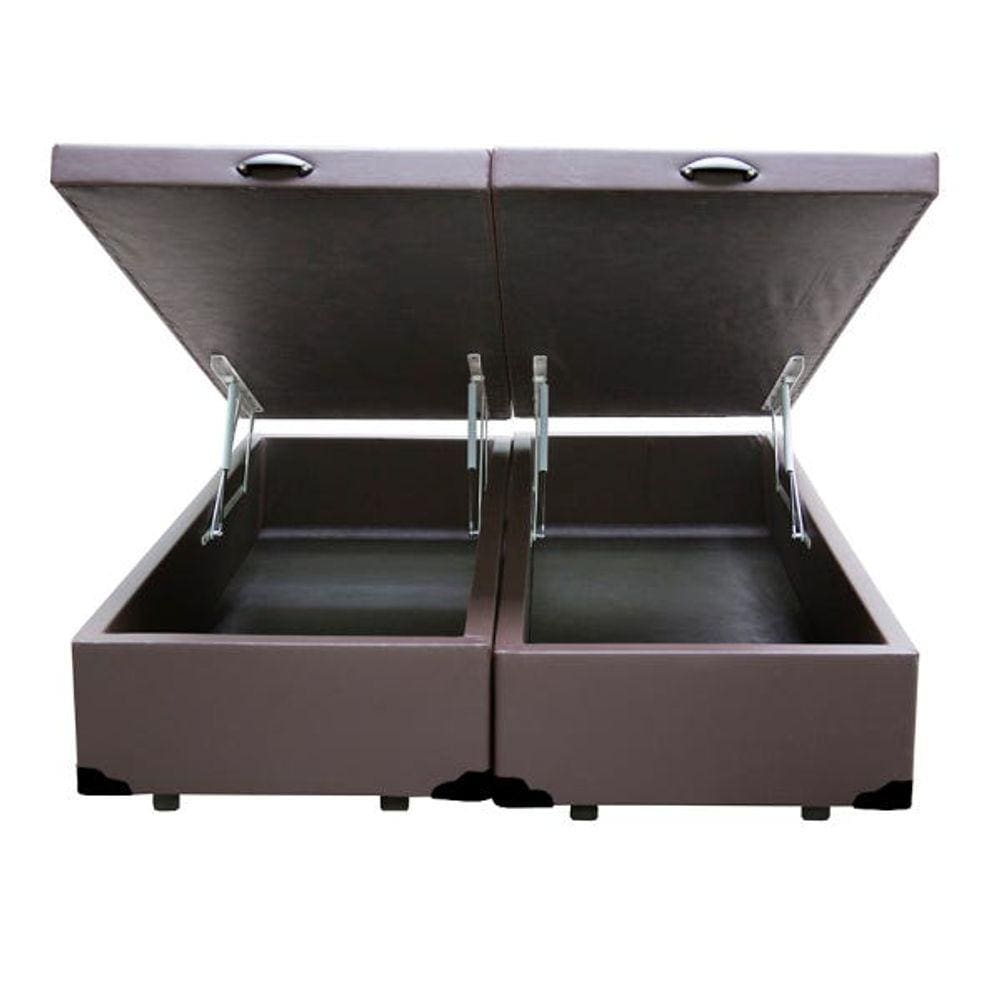 Base Box Baú Blindado Queen Bipartido AColchoes Sintético Marrom 41x158x198