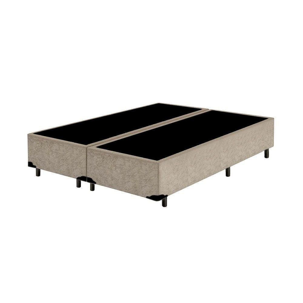 Base Box Blindado Queen Bipartido AColchoes Suede Bege 40x158x198