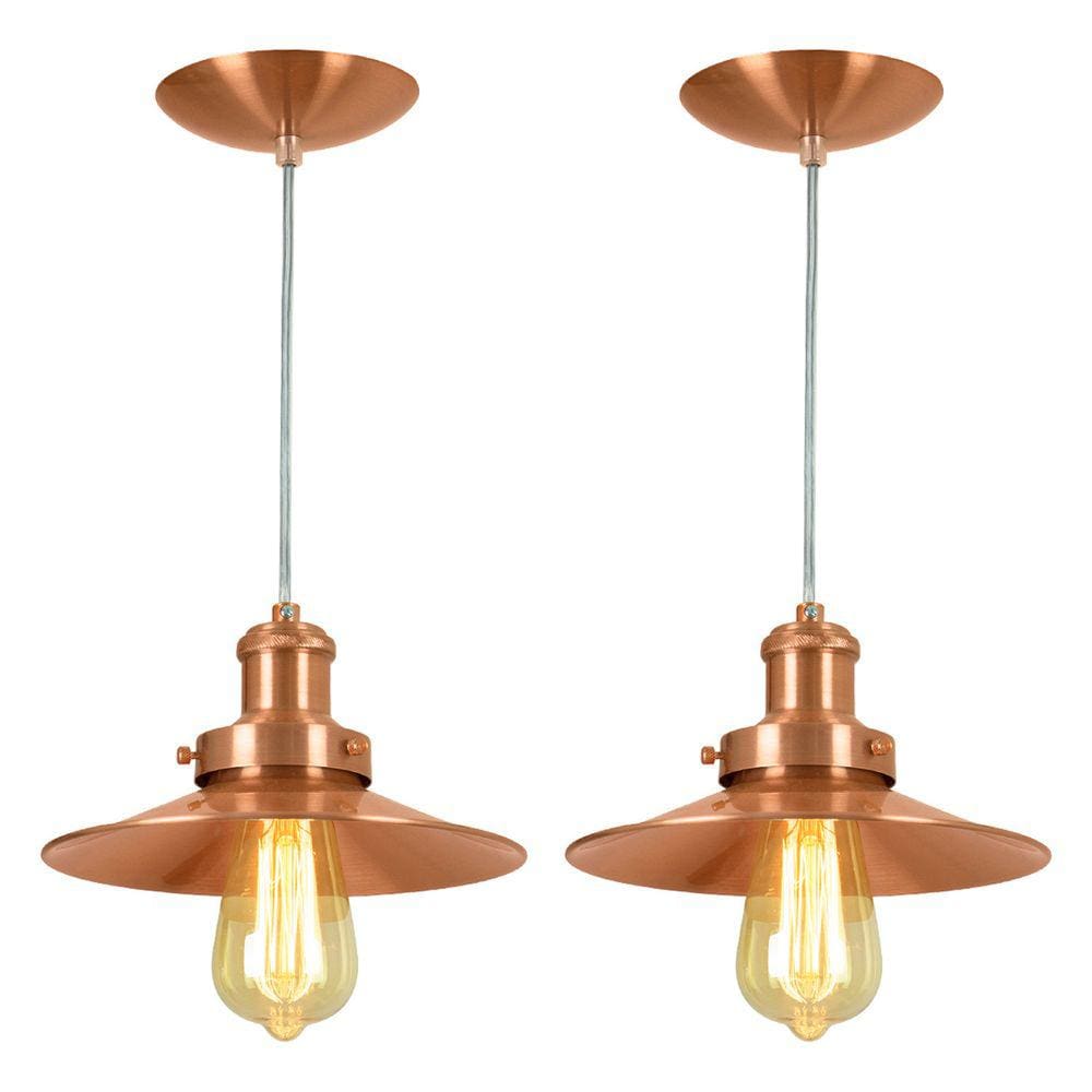 Kit 2 Pendentes Nordic Industrial 22 Cm New Cobre