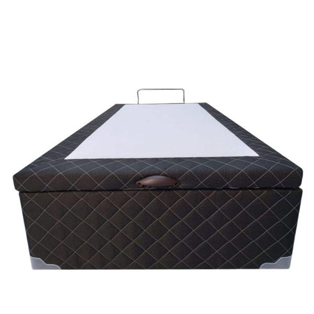 Base Box Baú Blindado Solteirão AColchoes Poliéster Preto 41x96x203