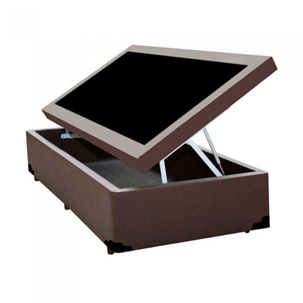 Base Box Baú Blindado Solteirão AColchoes Sintético Marrom 41x96x203