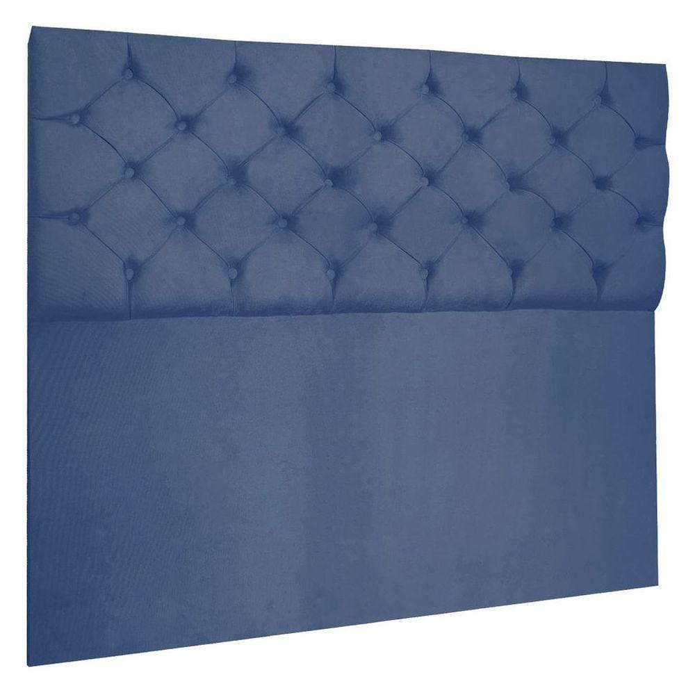 Cabeceira Capitonê Queen 1,60m Jade Suede Azul Marinho