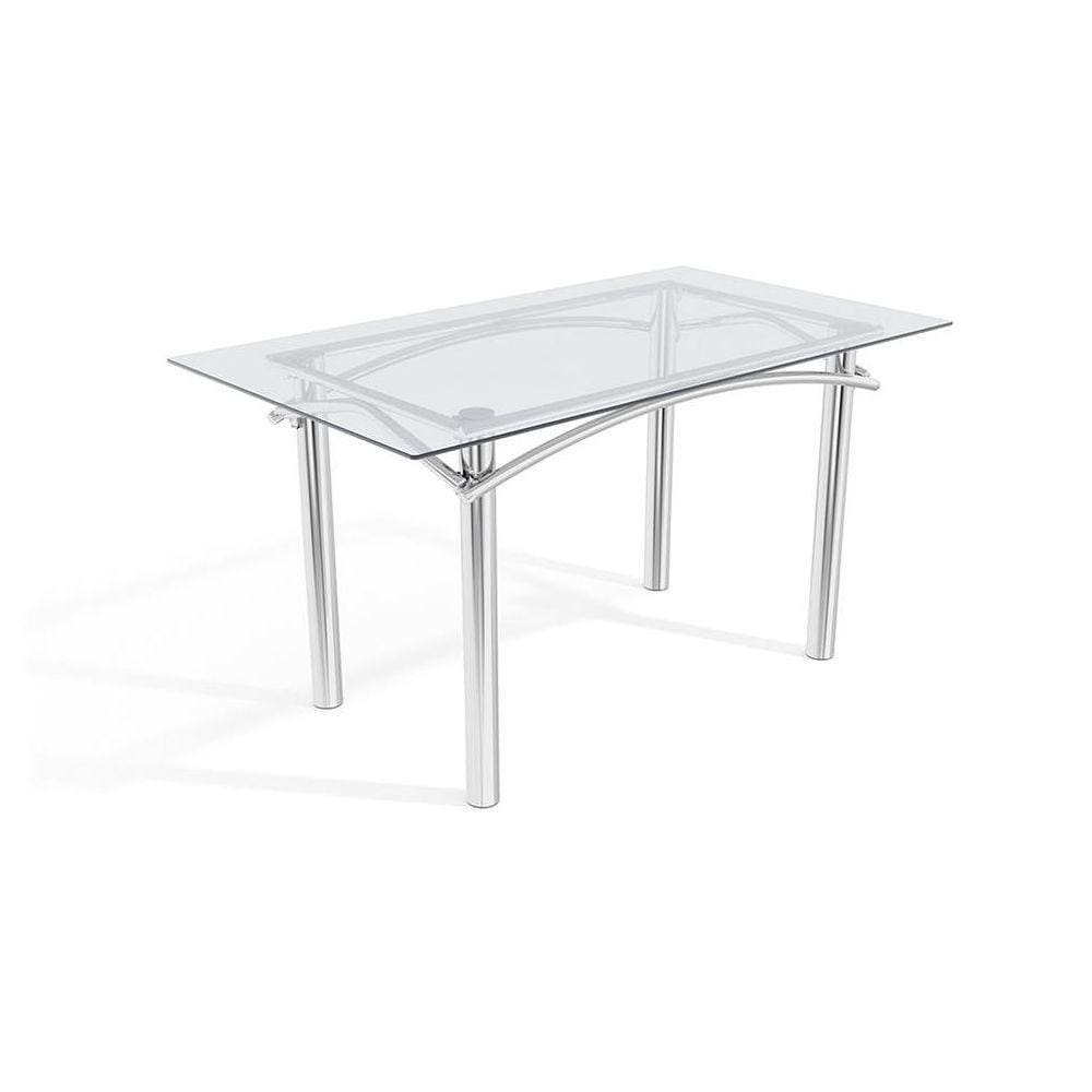 Mesa Elba Cromada Com Tampo De Vidro Incolor 1,40m