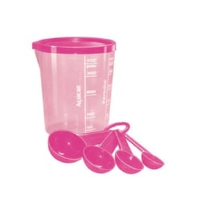 Kit Conjunto Medida Certa Copo 400ml + 4 Colheres Medidoras Color