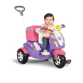Triciclo Moto Uno com Capacete de Brinquedo - Calesita Rosa