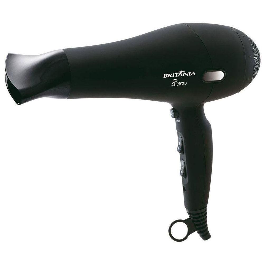 Secador De Cabelos Britânia Sp3100 Com 1800w 2 Velocidades Preto 220v