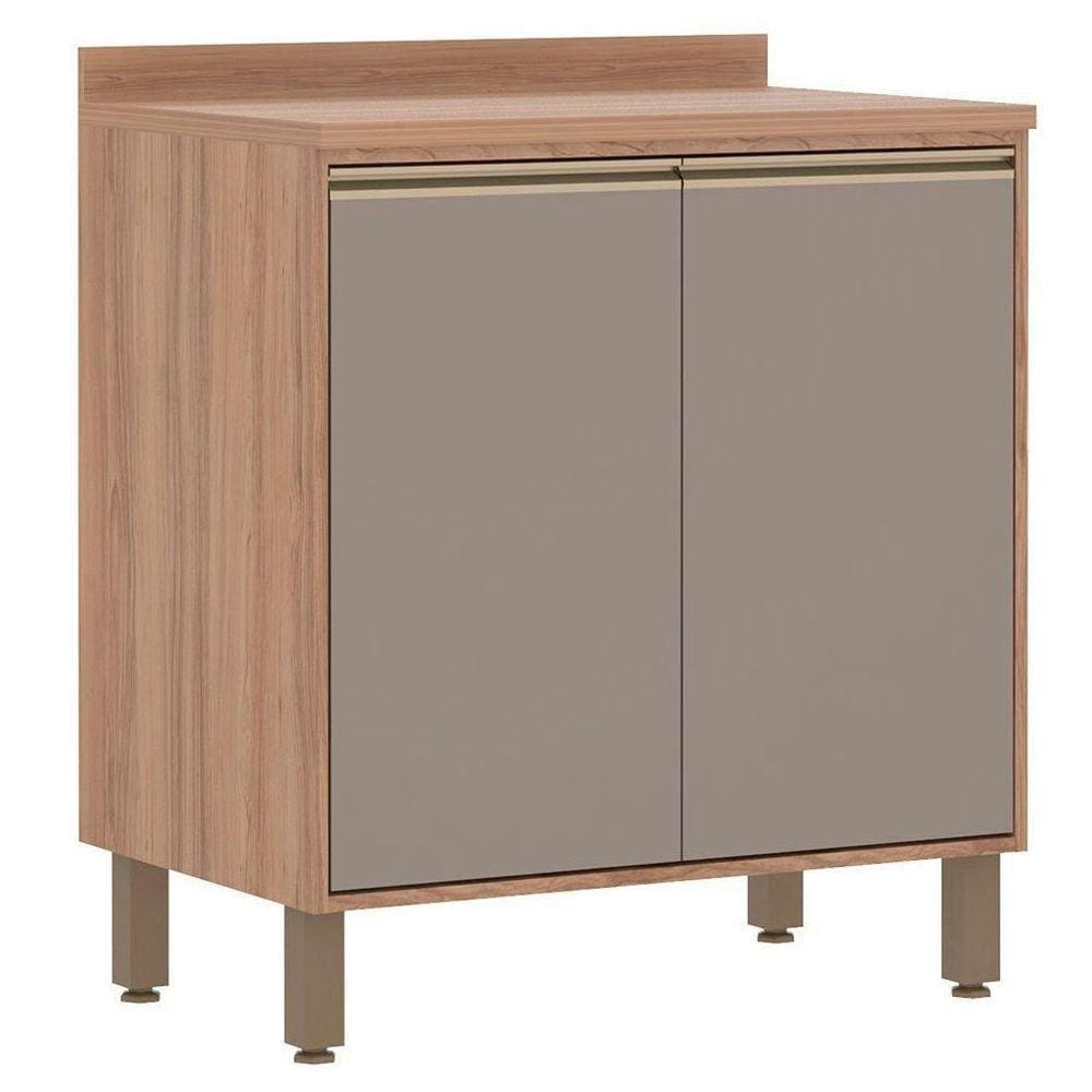 Balcão Luciane 80Cm 2 Portas Com Tampo 1302/199 Vanilla Grafite