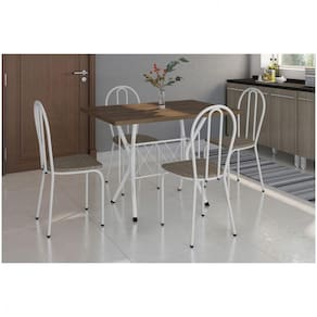 Conjunto Sala De Jantar Artefamol Bruna Mesa Com 4 Cadeiras Branco/Rattan