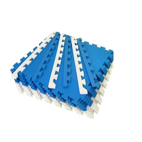Kit 20 Placas Tatame Tapete Eva Infantil 50x50x1cm Bebê - Azul e Branco