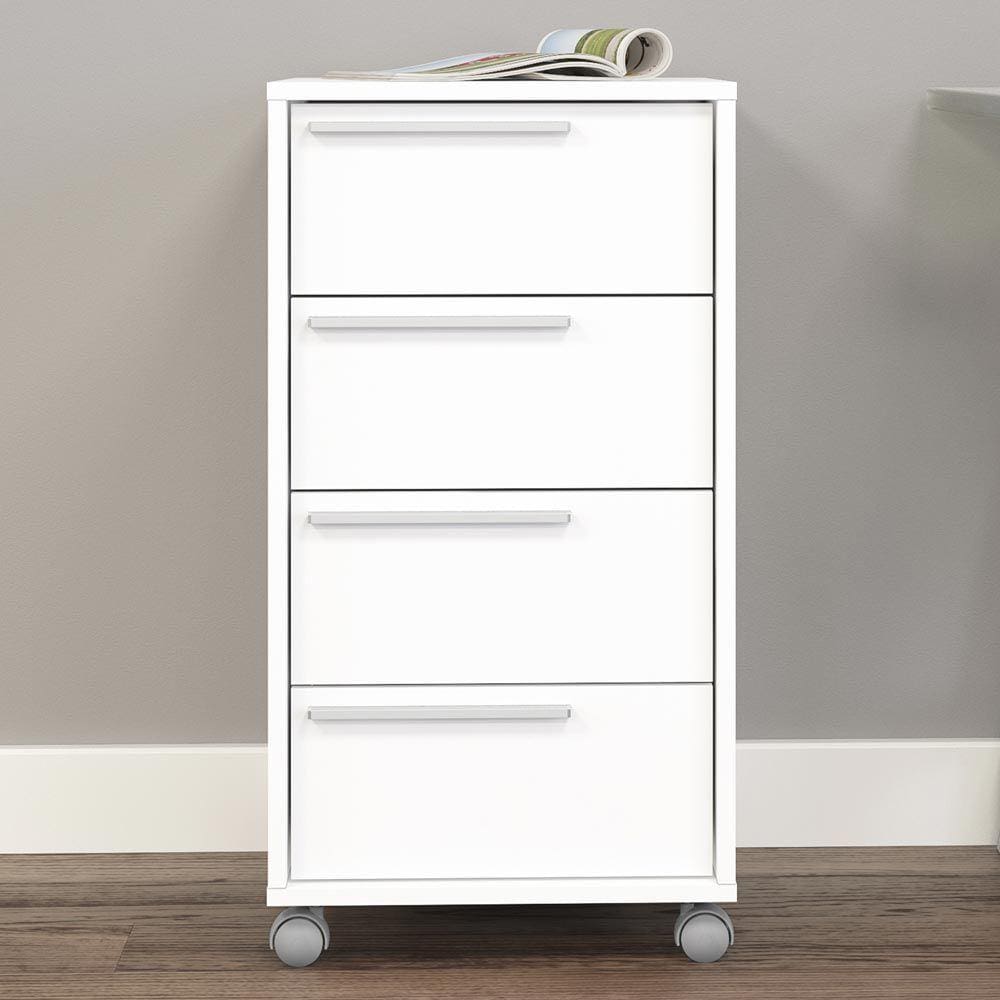 Gaveteiro Com Rodízios 4 Gavetas Modelo Maia 2488 Branco Bp - Politorno