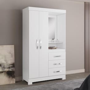 Guarda Roupa Flex Color com Espelho 2 Portas 3 Gavetas NT5170 Notável Móveis