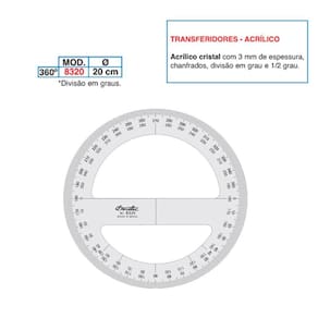 Transferidor Acrilico 360 3Mm 20Cm - 8320