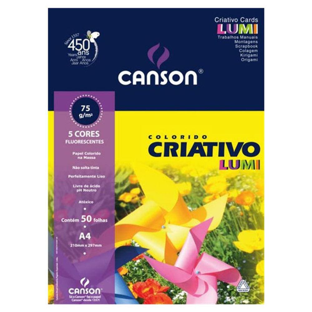Pacote Papel Colorido Criativo Lumi A4 80G 50 Folhas - 66667162