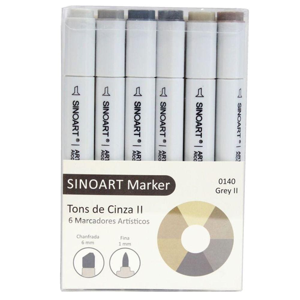 Marcador Artistico Sinoart Marker Tons De Cinzas Ii - Sfb0140f