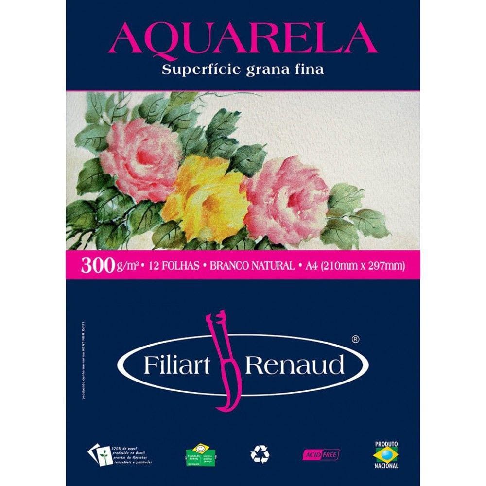 Bloco Filiart Renaud Aquarela A4 300G Com 12F Br Nat - 01053