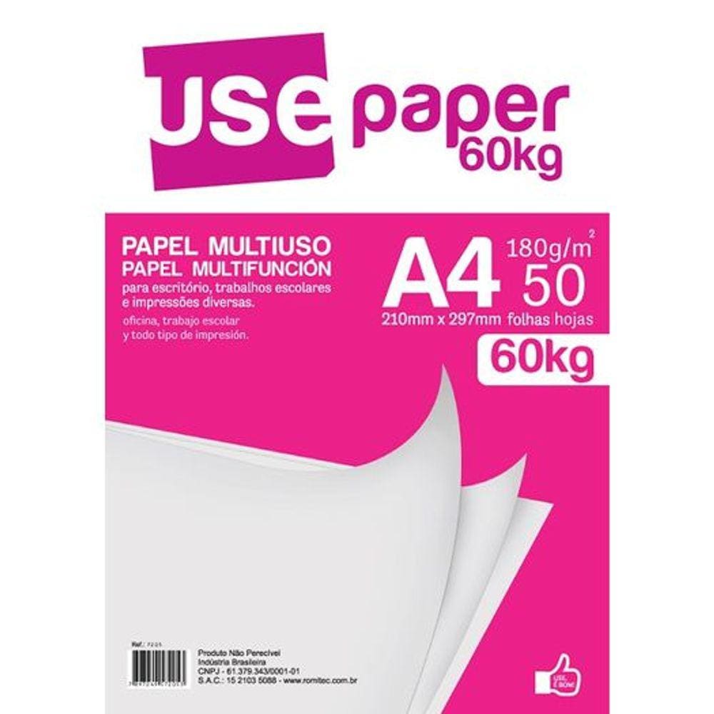 Papel 60Kg A4 180G Com 50 Folhas - 007205R