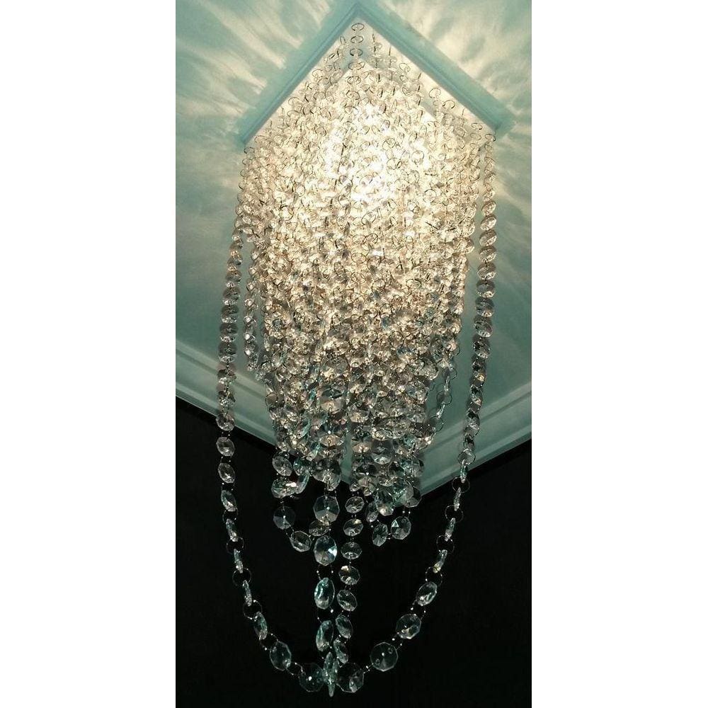 Lustre Plafon Cristal Acrílico 55 Cm Altura - Véu De Noiva