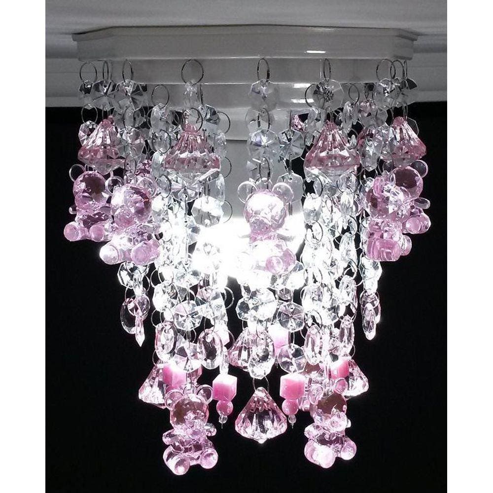 Lustre Plafon Cristal Acrílico Ursos Decoração Quarto Menina