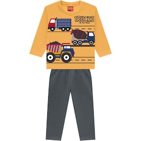 Conjunto Kyly Infantil Trucks Amarelo