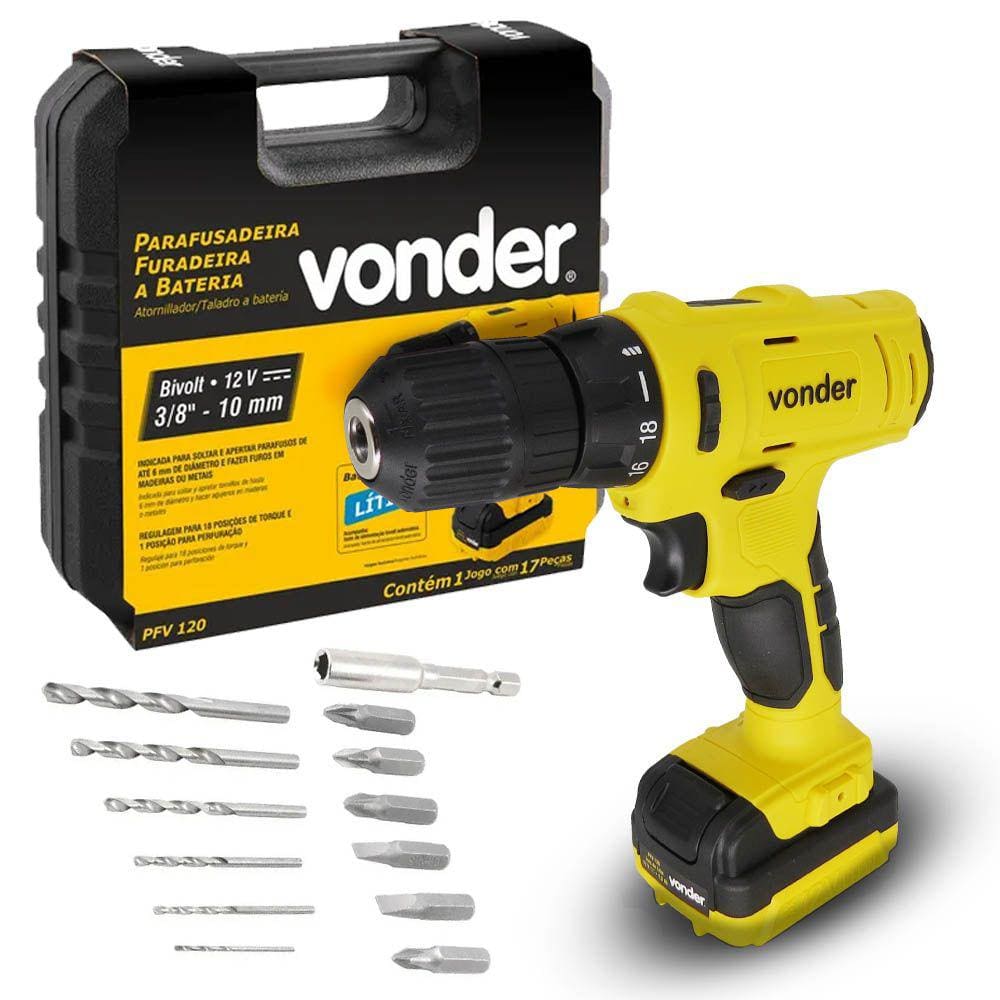 Parafusadeira Furadeira a Bateria PFV 120 Vonder Bivolt