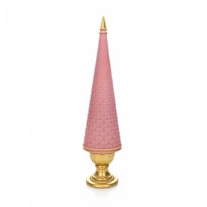 Arvore De Natal Em Resina Rosa E Dourado 35Cm