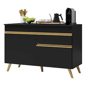 Balcão de Cozinha para Pia 120 cm Multimóveis Veneza GB 2 Portas 1 Gaveta FG3680 Preto