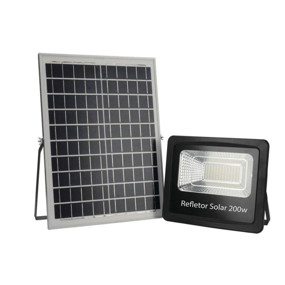 Refletor Holofote Ultra Led Solar 200W 6000K + Placa Solar