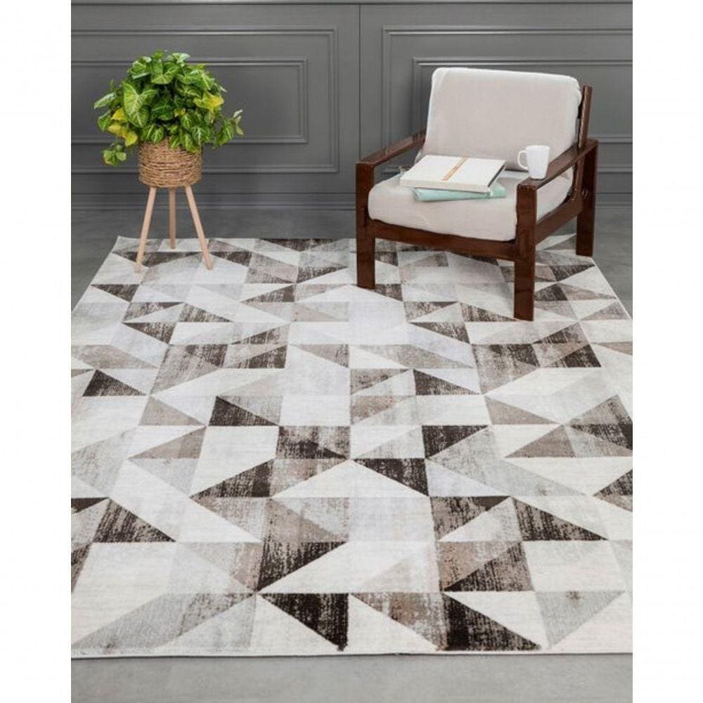 Tapete Para Sala Turco Edantex Condor Des.5 - 250x300cm Cinza E Grafite