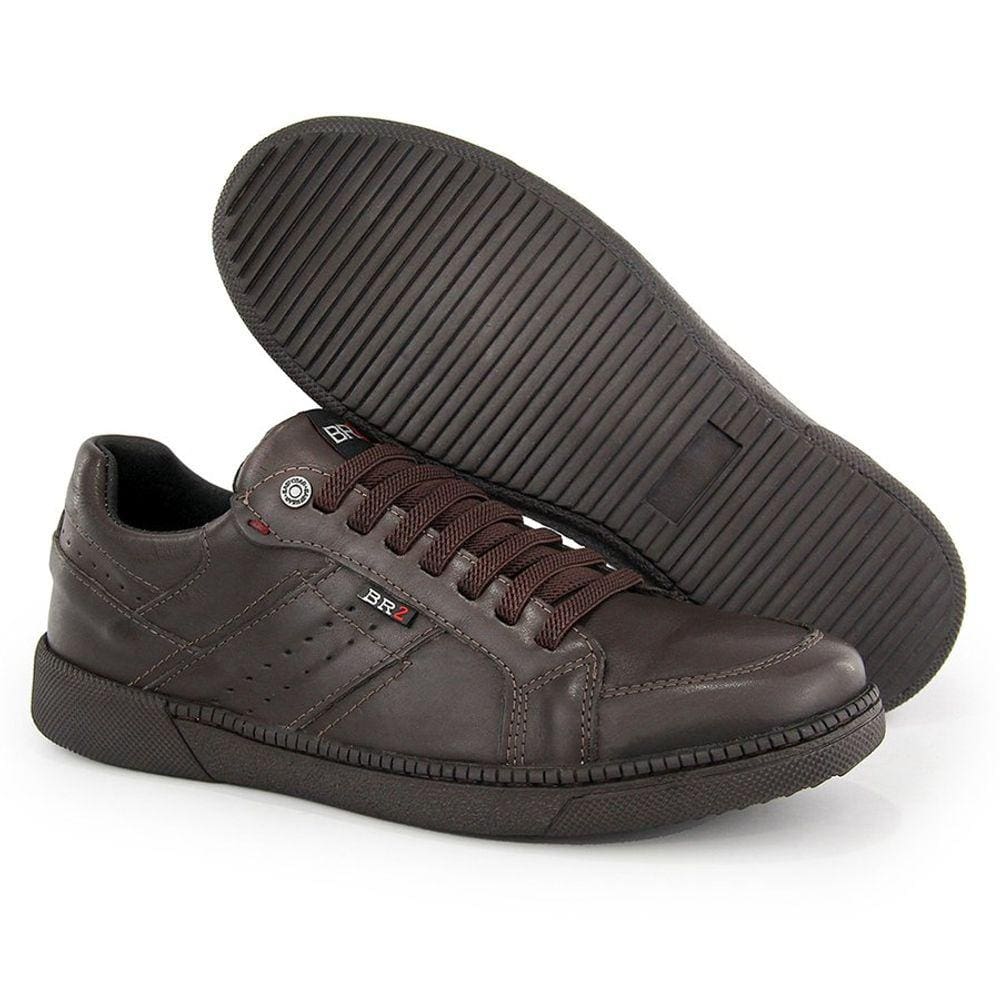 Sapatenis Masculino Conforto Couro Cafe Br2 Calce Facil