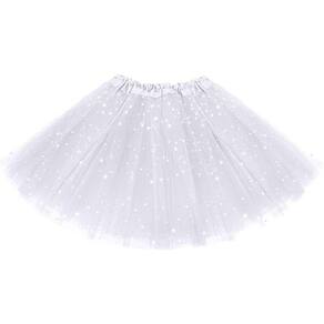 Saia Tule Branca Infantil com Estrelas Brilhantes - 30cm