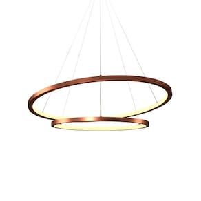 Lustre Pendente Orluce Tabat OR1791 com 2 Aros 60/40cm Cobre Led Bivolt